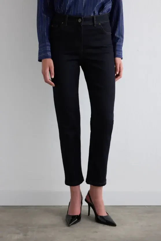 Tencel Denim Slim Pants - Navy Blue - 2