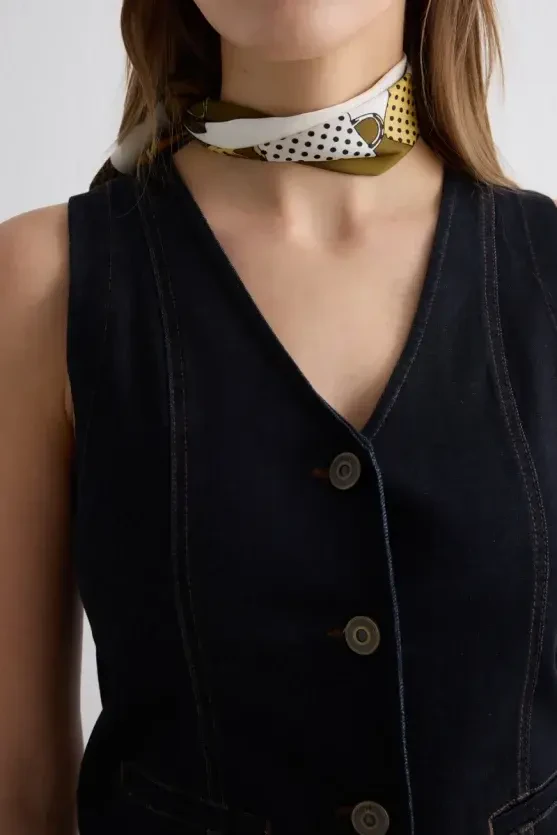 Tencel Denim Vest - Navy - 3