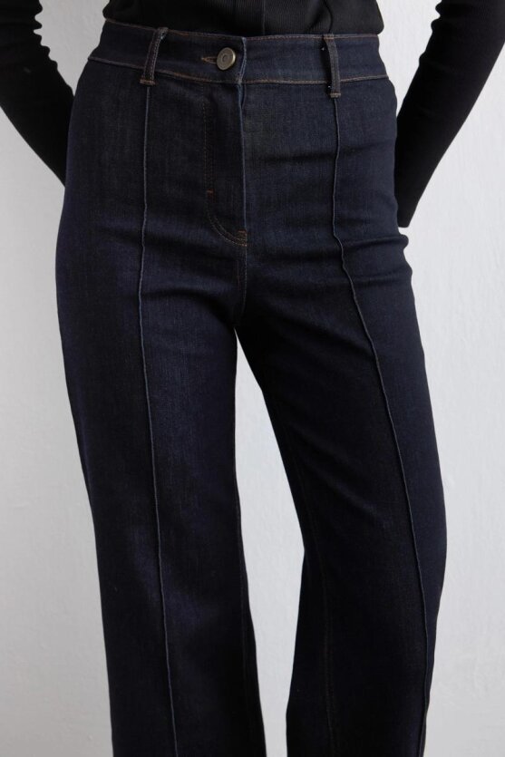 Tencel Denim Wide Leg Pants Navy - Gusto