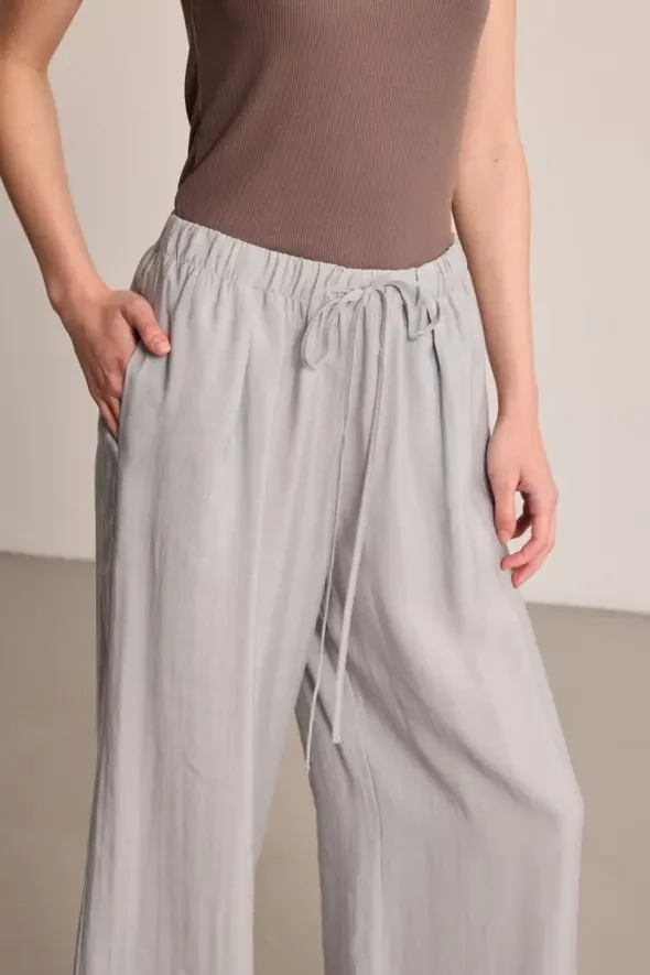 Tencel Wide Leg Pants - Grey - 4