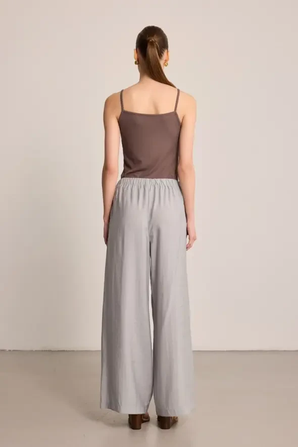 Tencel Wide Leg Pants - Grey - 5