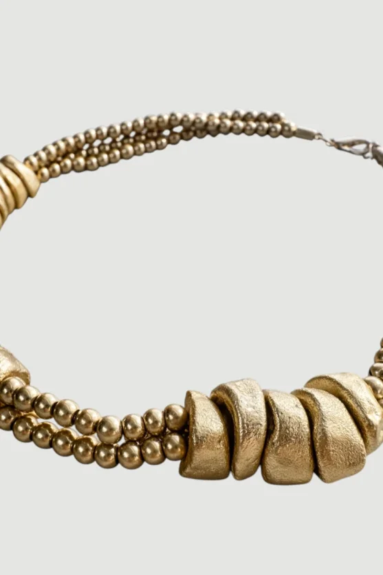 Textured Gold Necklace - Gold - 2
