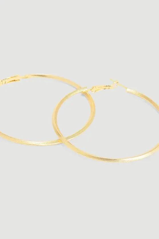 Textured Hoop Earrings - Gold - Gusto