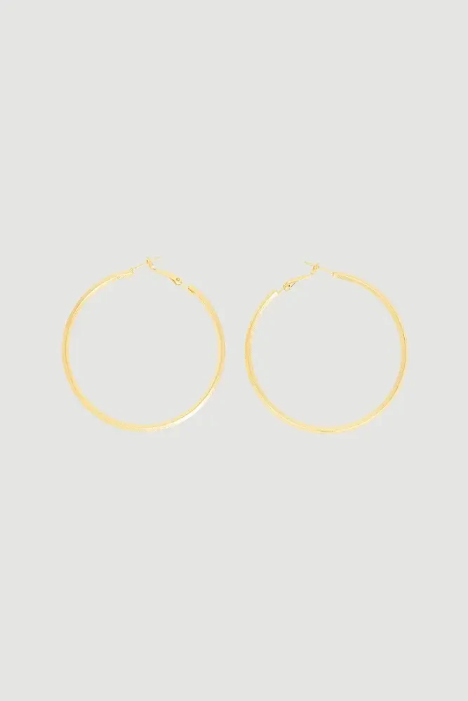 Textured Hoop Earrings - Gold Gold
