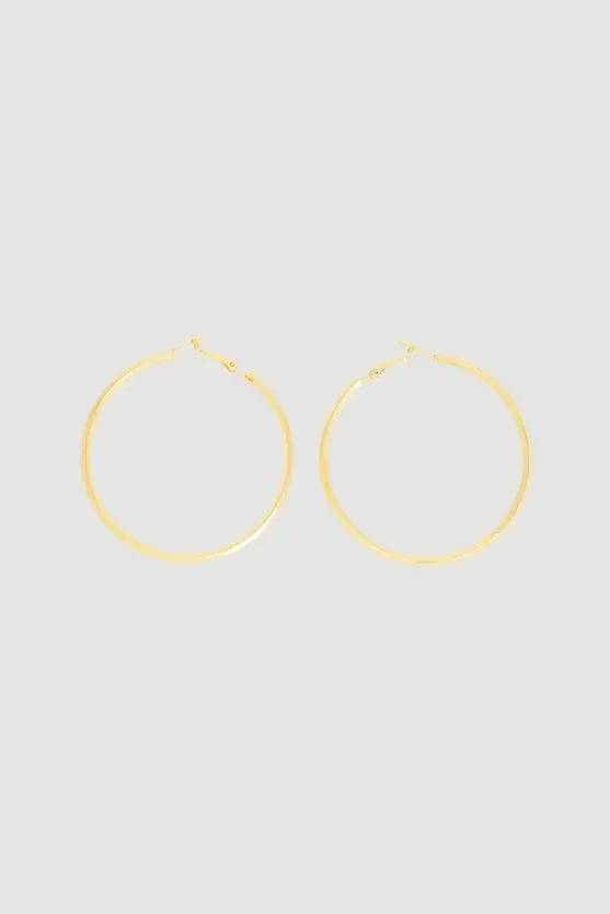 Textured Hoop Earrings - Gold - 1