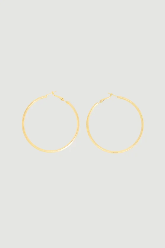 Textured Hoop Earrings Gold - 1