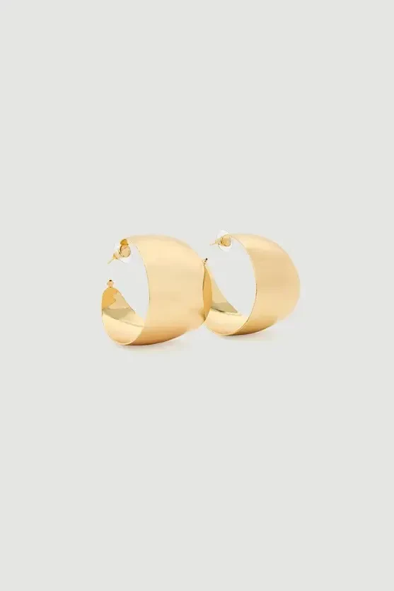 Thick Gold Hoop Earrings - Gold - 2