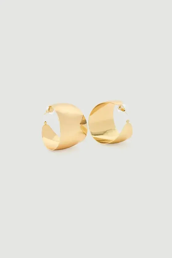 Thick Gold Hoop Earrings - Gold - Gusto