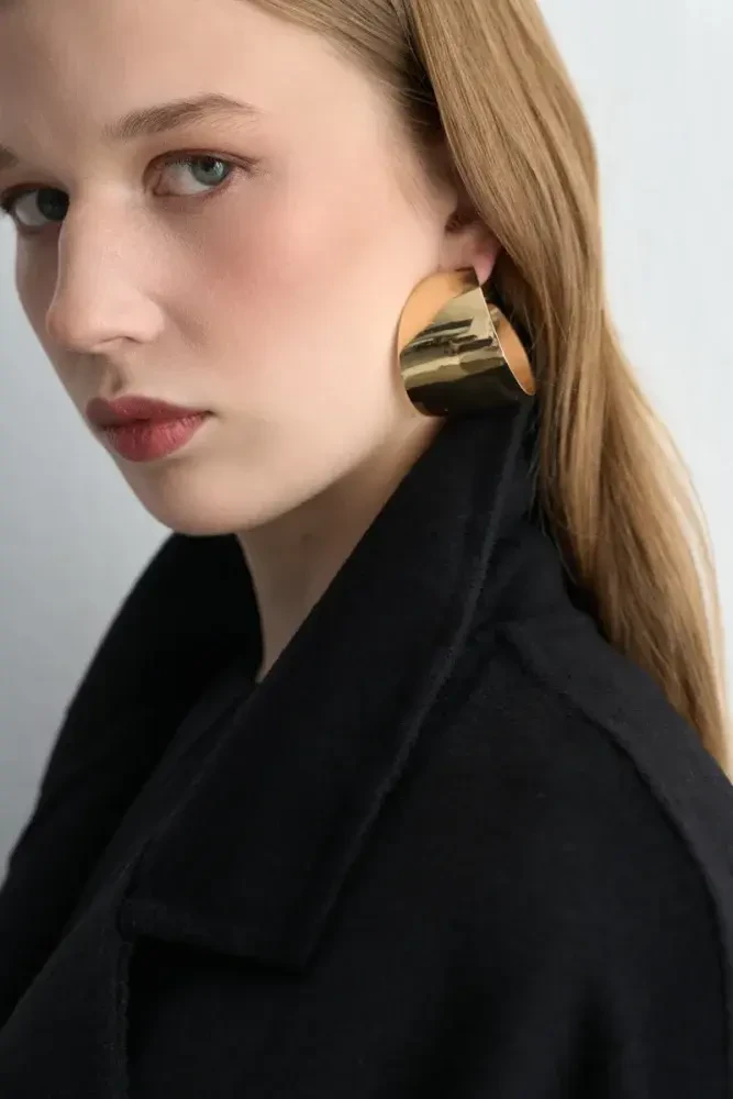 Thick Gold Hoop Earrings - Gold Gold