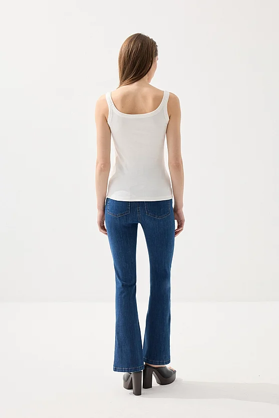 Thin Strap Basic Cotton Tank Top - White - Gusto