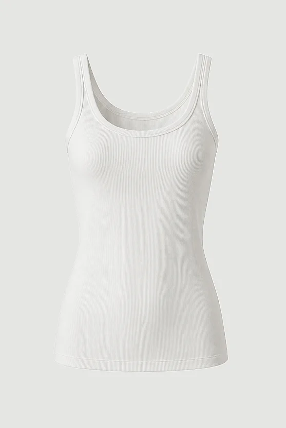 Thin Strap Basic Cotton Tank Top - White - Gusto