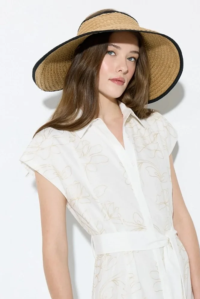 Tie Detail Straw Hat - Beige Beige