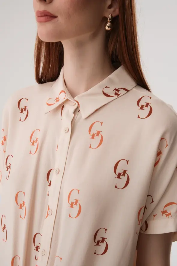 Tie-Up Monogram Shirt - Terracotta - 3