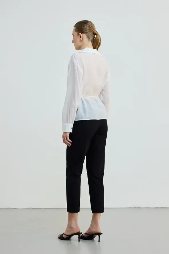 Tied Viscose Shirt - Ecru - 5