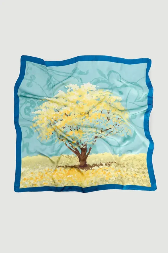Tree Figure Large Scarf - Blue - Gusto