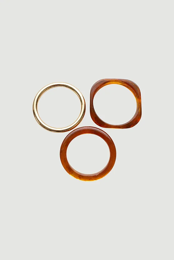 Triple Gold Detail Bracelet - Brown - 3