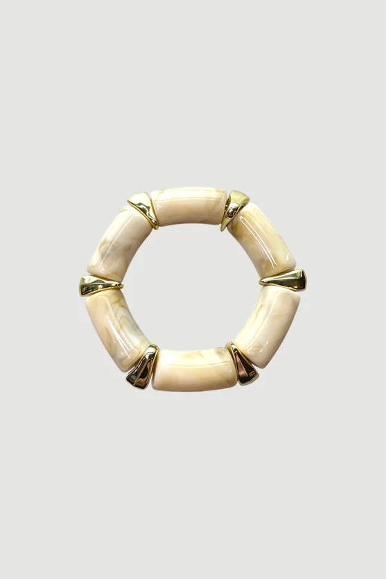 Tube Bead Elastic Bracelet - Stone - 2