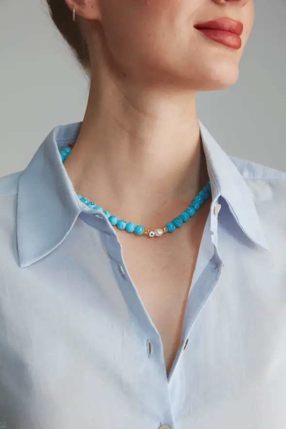 Turquoise Necklace - Blue - 1