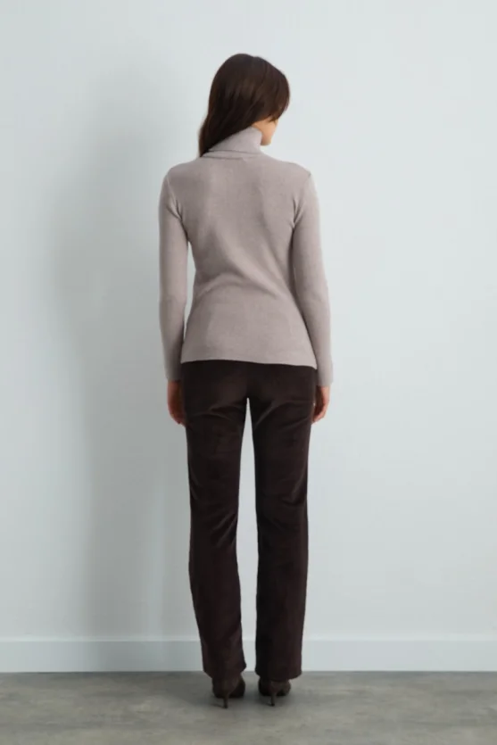 Turtleneck Basic Knit Top - Fawn - 4