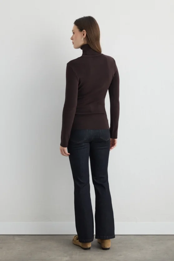 Turtleneck Basic Knitwear Brown - 5
