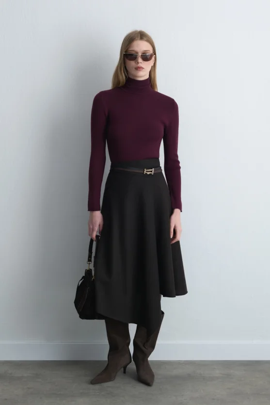 Turtleneck Basic Knitwear Plum - 3