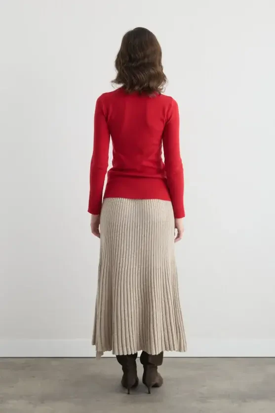 Turtleneck Basic Knitwear - Red - 5
