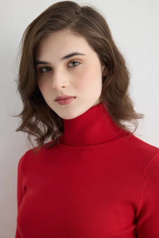 Turtleneck Basic Knitwear - Red - Gusto