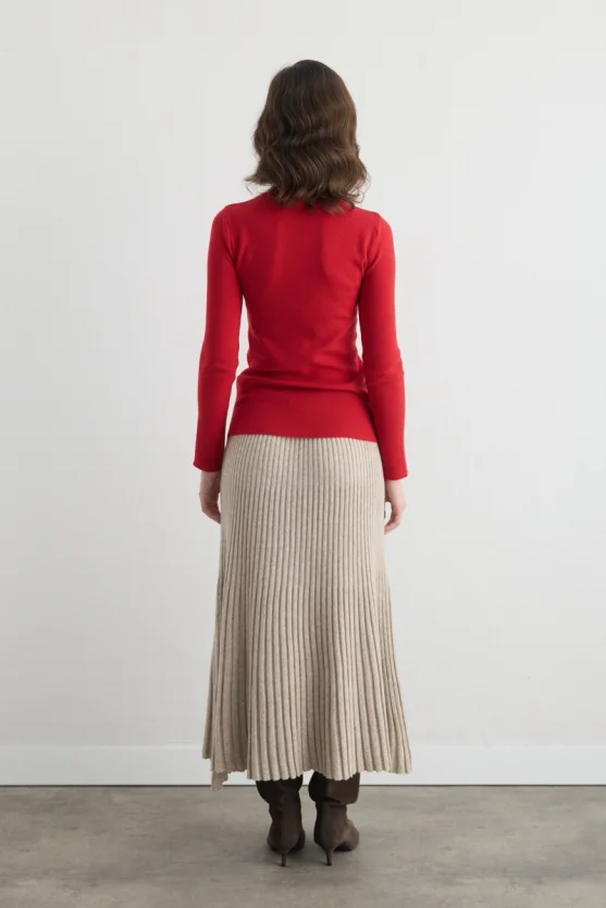 Turtleneck Basic Knitwear - Red - Gusto
