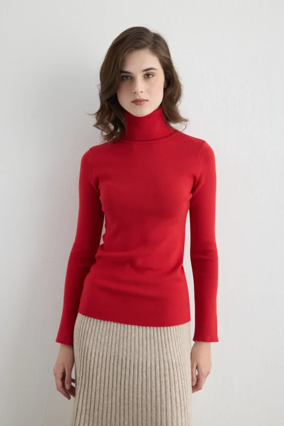 Turtleneck Basic Knitwear Red - Gusto