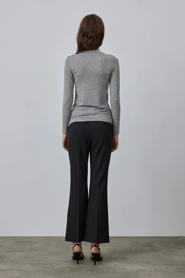 Turtleneck Cashmere Blouse - Grey - 4