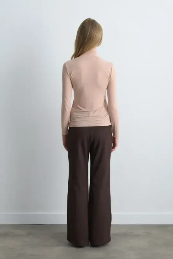 Turtleneck Cashmere Blouse - Powder Pink - Gusto