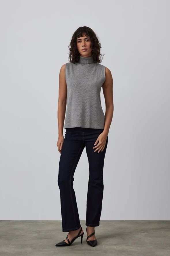 Turtleneck Knit Sweater - Gray - 2