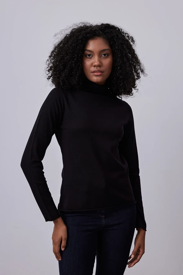 Turtleneck Knitwear - Black - 1