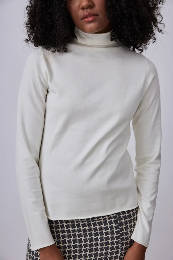 Turtleneck Knitwear - Ecru - 3