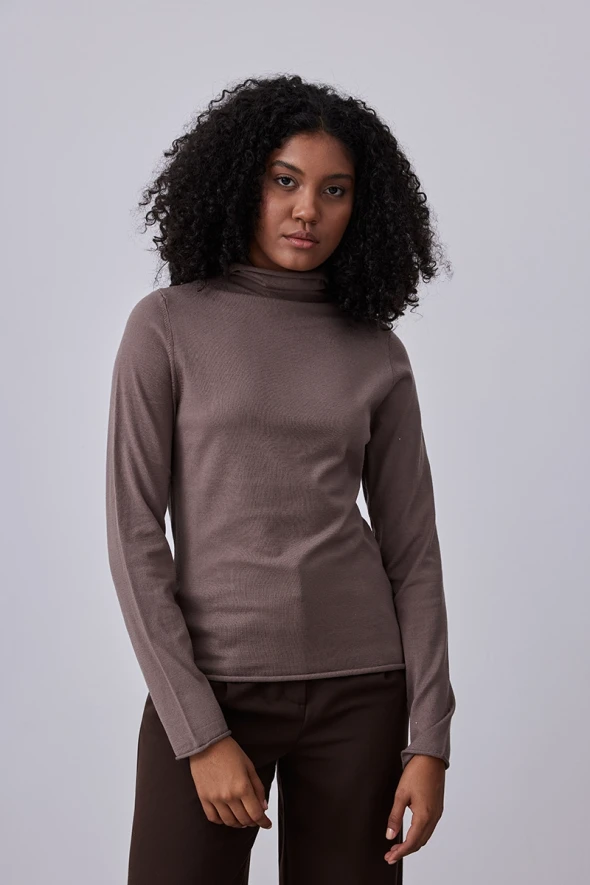 Turtleneck Knitwear - Mink - 1