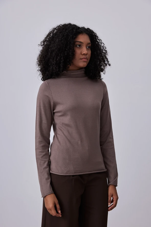 Turtleneck Knitwear - Mink - 3