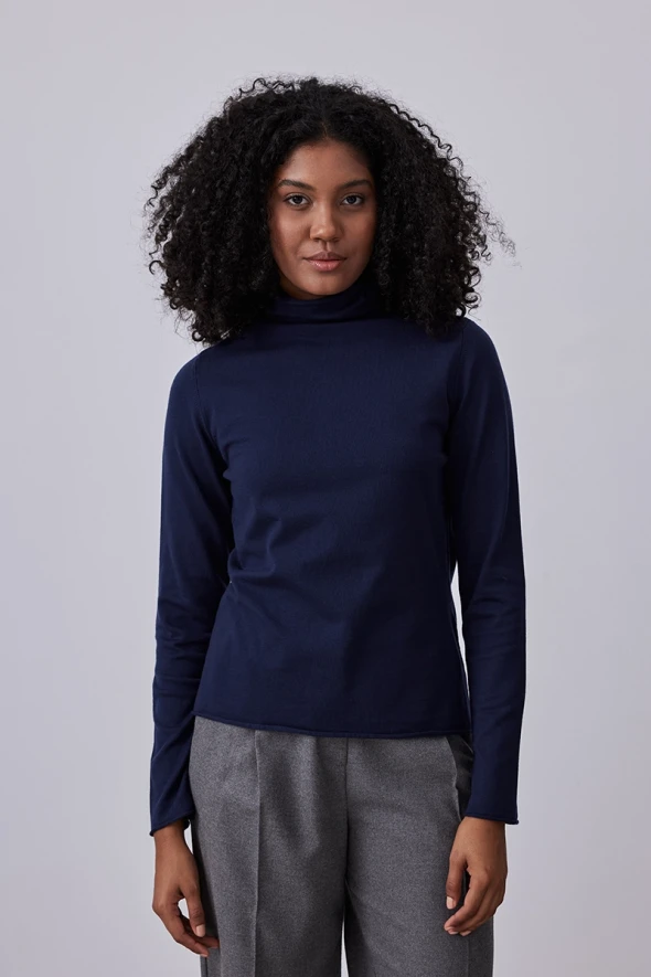 Turtleneck Knitwear - Navy - 1