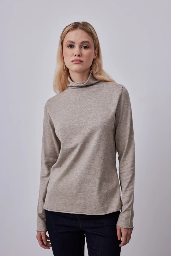 Turtleneck Knitwear - Stone - 1