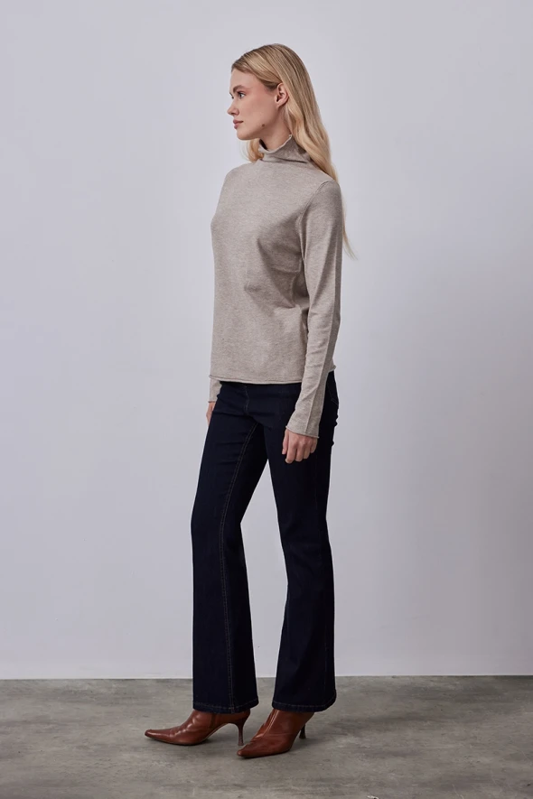 Turtleneck Knitwear - Stone - 3