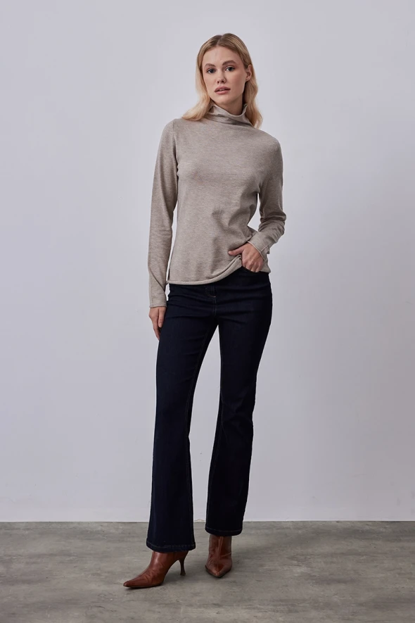 Turtleneck Knitwear - Stone - 2