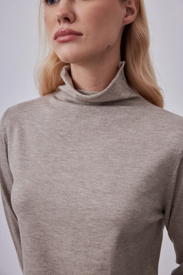 Turtleneck Knitwear - Stone - 4