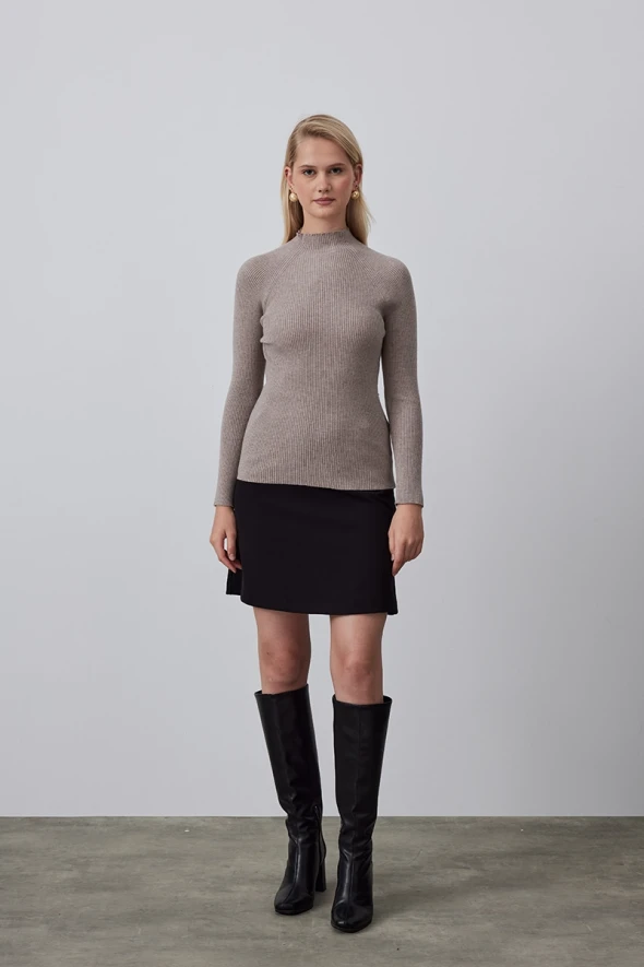 Turtleneck Slim Fit Basic Knitwear - Mink - 2