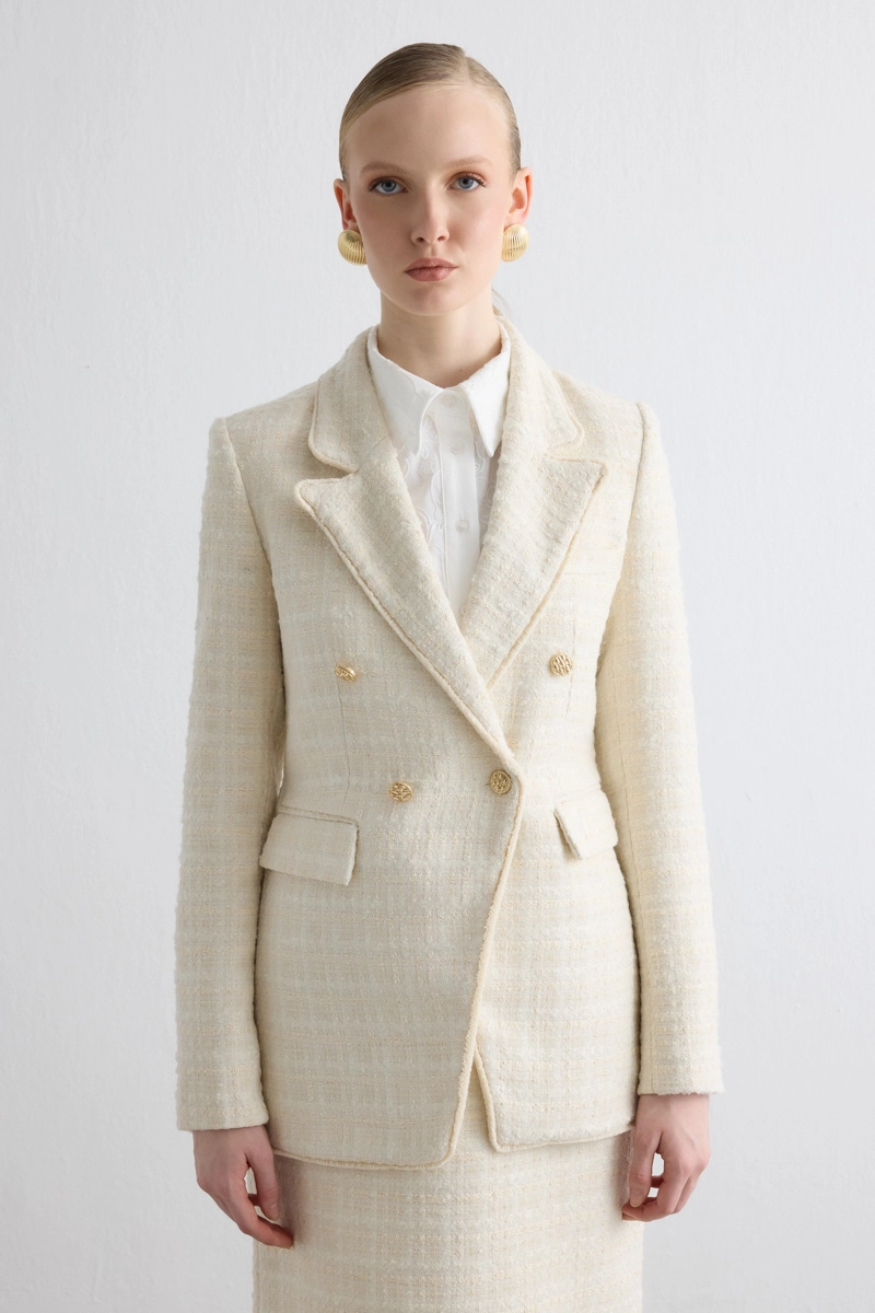 Tweed Blazer Jacket - Ecru - Gusto