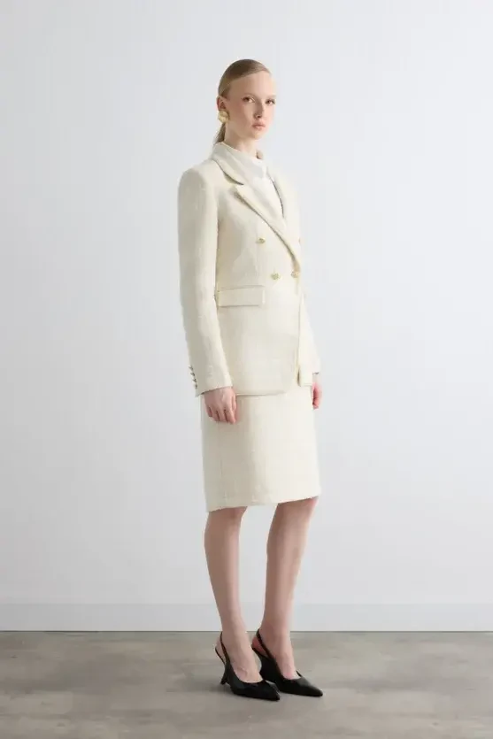 Tweed Blazer Jacket - Ecru - Gusto