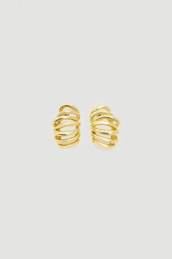Twisted Hoop Earrings - Gold - Gusto