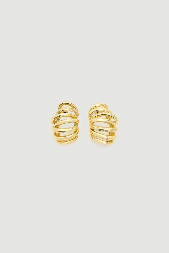 Twisted Hoop Earrings Gold - 1