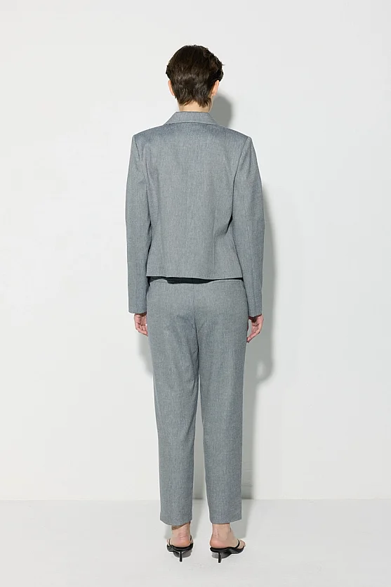 Two-Button Cotton Linen Blazer Jacket - Navy Blue - Gusto