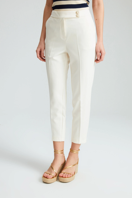 Two Button High Waist Pants - Ecru - Gusto