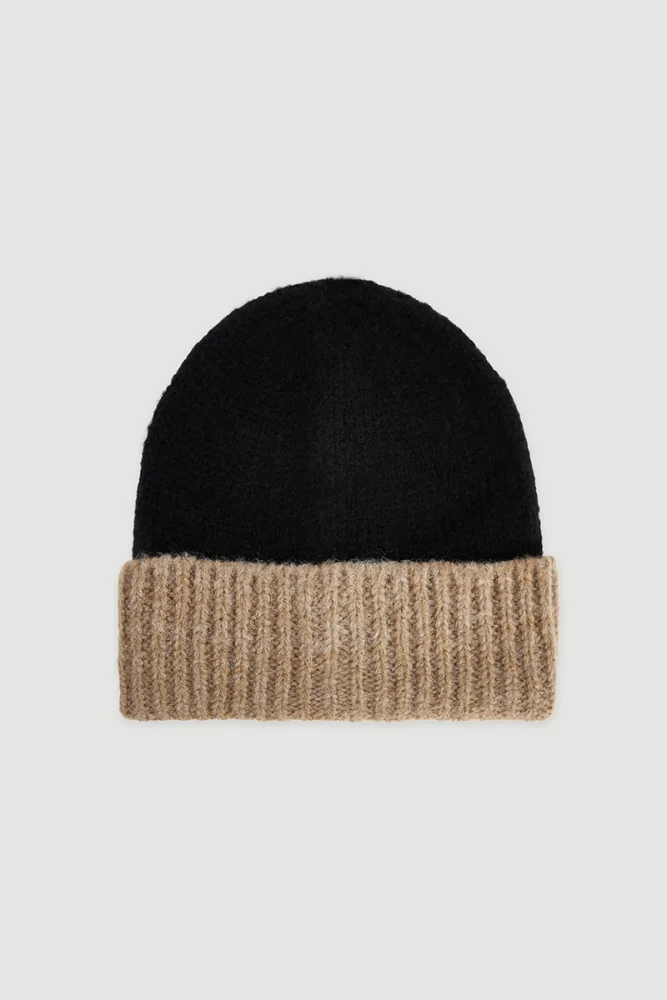 Two Tone Beanie Black Black
