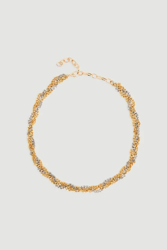 Two Tone Braided Necklace Gold - 1